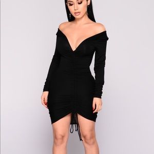 Black ruched dress